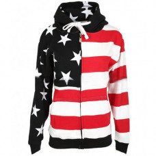 4th July Female Zipper American Flag Hooded Sweatshirt