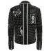 Men's Brando Studded Multi Patches Punk Black Leather Jacket