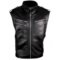 WWE Wrestler Dave Bautista Motorcycle Style Black Leather Vest