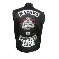Mayans M.C. Northern Cali JD Pardo (Ezekiel Reyes) Black Biker Leather Vest