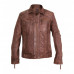 Cafe Racer Men's Vintage Biker Shirt Collar Brown Leather Jacket