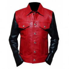 Justin Bieber Classy Slim Fit Red And Black Leather Jacket