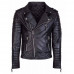 Men's Kay Michael Diamond Quilted Black Motorcycle Leather Jacket