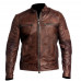 Mens Vintage Cafe Racer Distressed Brown Motorcycle Leather Jacket