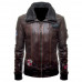 Justice League (Unite The League) Fur Collar Bomber Brown Leather Jacket