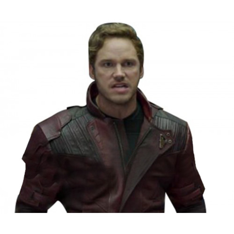 Guardians of Galaxy 2 Star Lord Distressed Maroon Costume Leather Jacket