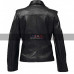 Women Button Closure Black Leather Jacket