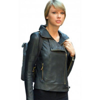 Taylor Swift New York Sophisticated Womens Black Leather Jacket