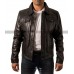 Men Casual Cafe Racer Black Trucker Tan Leather Jacket 