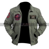 Tom Cruise Top Gun 2 Maverick MA-1 Flight Bomber Patched Green Cotton Jacket