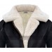 RAF Sheepskin Aviator Flying Pilot Hooded Women's B3 Black Leather Jacket 