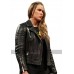 WWE Ronda Rousey Quilted Shoulders Biker Leather Jacket