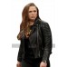 WWE Ronda Rousey Quilted Shoulders Biker Leather Jacket