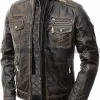 Men's Vintage Biker Retro Motorcycle Distressed Leather Jacket