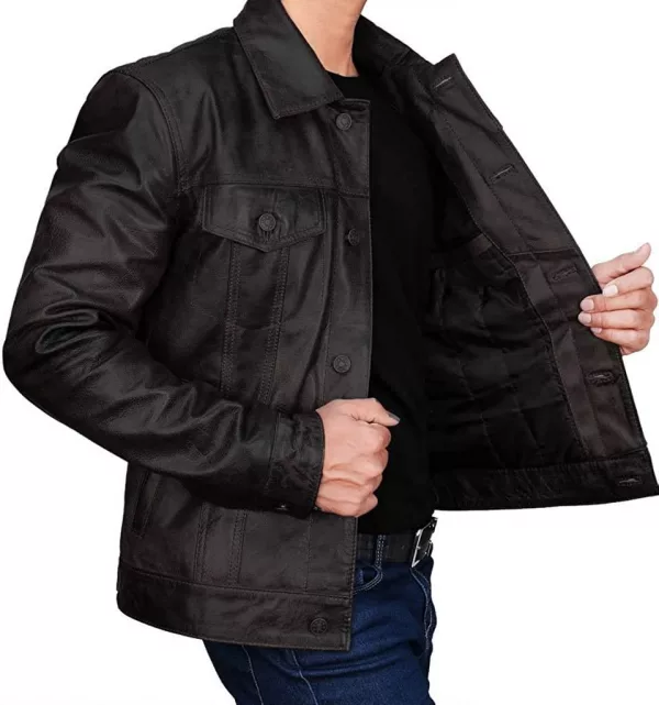 Mens Trucker Leather Jacket