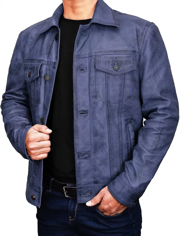 Mens Trucker Leather Jacket