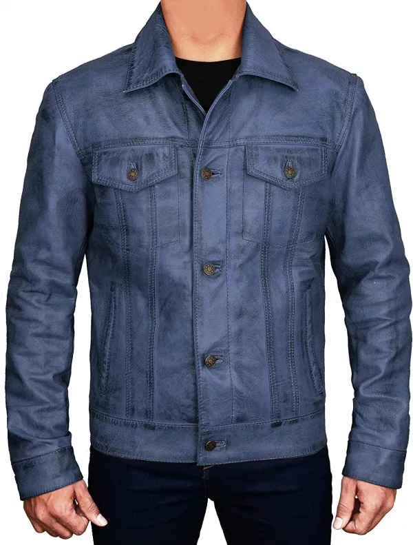 Mens Trucker Leather Jacket