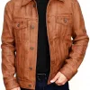 Mens Trucker Leather Jacket
