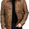 Mens Trucker Leather Jacket