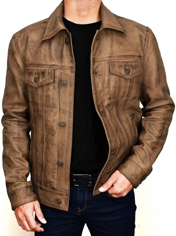 Mens Trucker Leather Jacket