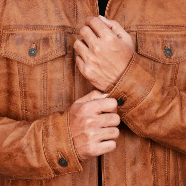 Mens Trucker Leather Jacket