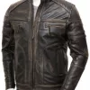 Mens Vintage Biker Distressed Brando Jacket
