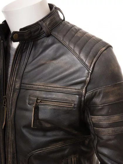 Mens Vintage Biker Distressed Brando Jacket