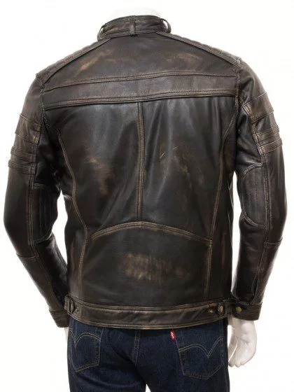 Mens Vintage Biker Distressed Brando Jacket