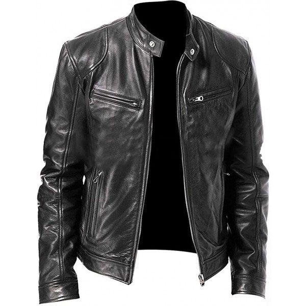 Vintage Cafe Racer Men's Motorcycle Leather Jacket