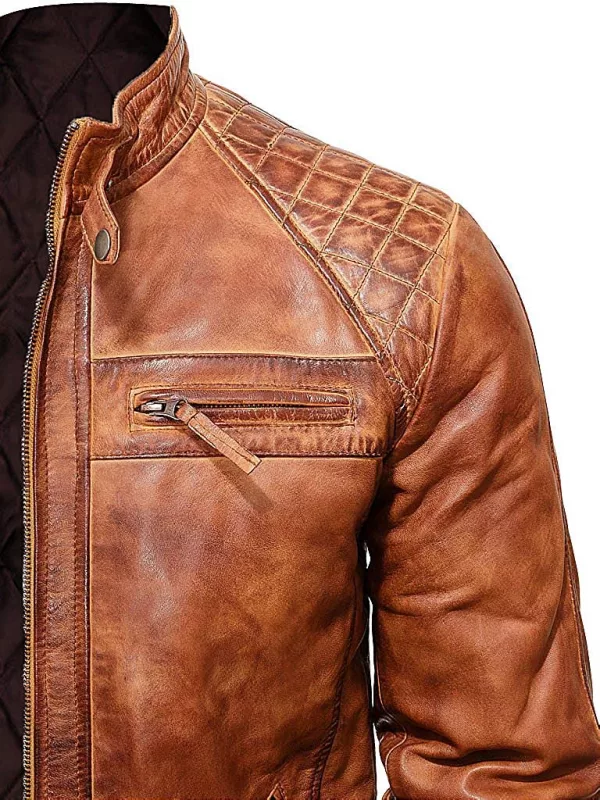 Dark Brown Quilted Motorcycle Jacket