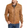 Men's Casual Bomber Camel Brown Jacket